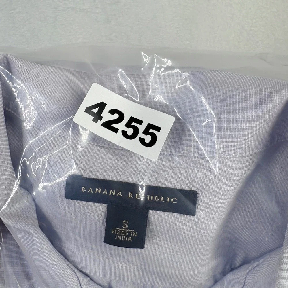 Banana Republic‎ Mens Short Sleeve Button Shirt Blue Floral Embroidery Small